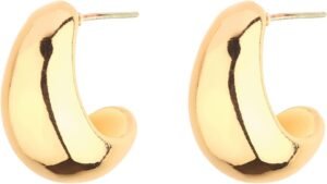 6 Pairs 14K Gold Hoop Earrings for Women Lightweight Chunky Hoop Earrings Multipack Hypoallergenic, Thick Open Twisted Huggie Hoops Earring Set Jewelry for Gifts. - Image 8