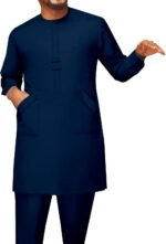 African Men Traditional Clothing Set Full Sleeve Dashiki Long Shirts and Pants 2 Piece Set African Suits