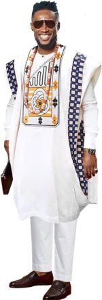 HD African Traditional Wear Nigerian Agbada Boubou Caftan Daddy and Son Matching Clothes Set