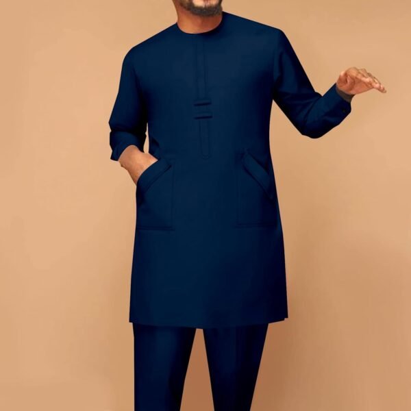 African Men Traditional Clothing Set Full Sleeve Dashiki Long Shirts and Pants 2 Piece Set African Suits - Image 2