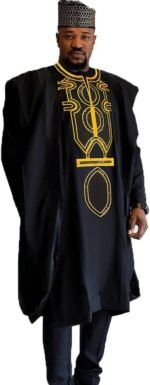 HD African Attire for Man Fashion Rhinestone Agbada Suit Boubou Caftan Pants 3 Pieces Clothes Set