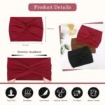 Tobeffect Wide Headbands for Women, 7'' Extra Large Turban Headband Boho Hairband Hair Twisted Knot Accessories, 6 Pack - Image 2