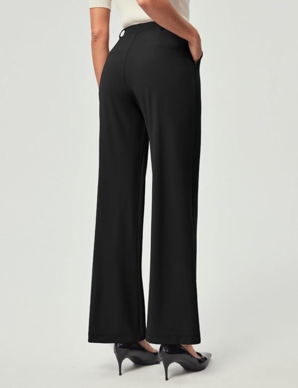 IUGA Womens Dress Pants Wide Leg Pull On Stretchy Work Pants Women High Waisted Business Casual Trousers with Pockets - Image 2