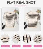 Dokotoo Women's Short Puff Sleeve Knit Tops 2025 Trendy Crewneck Striped T Shirts Casual Summer Blouses - Image 3