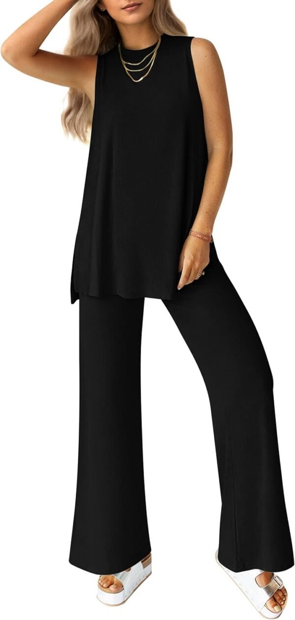 PRETTYGARDEN Women's 2 Piece Lounge Set 2025 Summer Casual Loose Tank Top Wide Leg Pants Matching Travel Outfits Tracksuit - Image 1