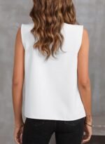 EVALESS Womens Pleated Tank Tops V Neck Casual Sleeveless Blouses Summer Basic Vest Shirt - Image 4