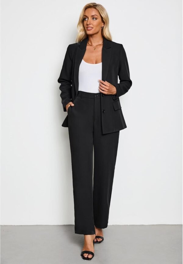 LookbookStore 2 Piece Pant Suits for Women Dressy Blazer High Waisted Straight Leg Pants Sets Business Casual Outfits - Image 3