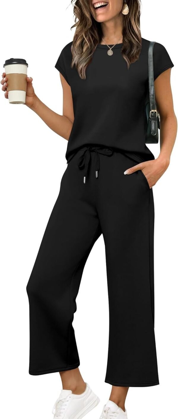 SAMPEEL Two Piece Sets for Women Summer Vacation Outfits Cap Sleeve Tops Lounge Matching Sets Clothing Beach Fashion Clothes - Image 1