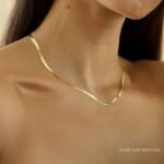 Herringbone Necklace for Women,Dainty Gold Necklace,14k Gold Plated Snake,Gold Chain Choker Necklaces,Simple Gold Layered Necklaces,Gold Jewelry Gift for Women - Image 5