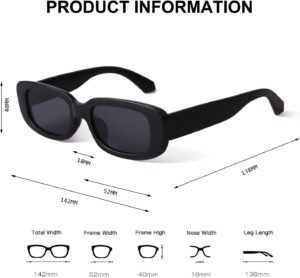 BUTABY Rectangle Sunglasses for Women Retro Driving Glasses 90’s Vintage Fashion Narrow Square Frame UV400 Protection - Image 4