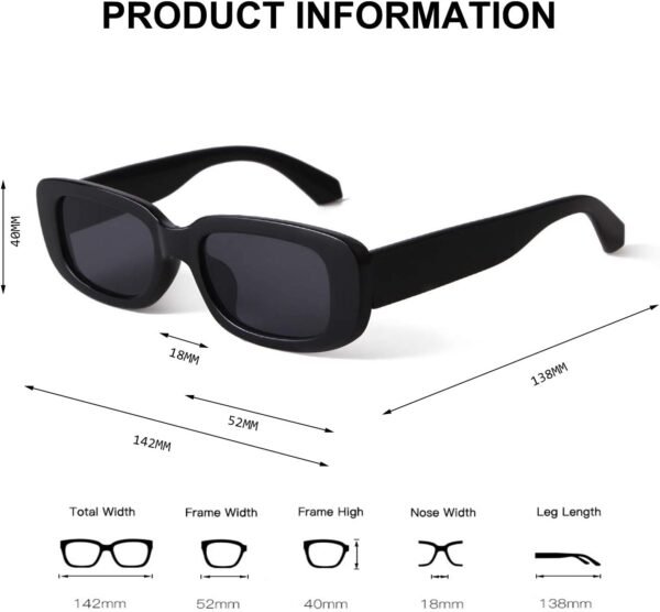 BUTABY Rectangle Sunglasses for Women Retro Driving Glasses 90’s Vintage Fashion Narrow Square Frame UV400 Protection - Image 4