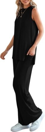 PRETTYGARDEN Women's 2 Piece Lounge Set 2025 Summer Casual Loose Tank Top Wide Leg Pants Matching Travel Outfits Tracksuit - Image 8