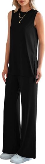 PRETTYGARDEN Women's 2 Piece Lounge Set 2025 Summer Casual Loose Tank Top Wide Leg Pants Matching Travel Outfits Tracksuit - Image 7