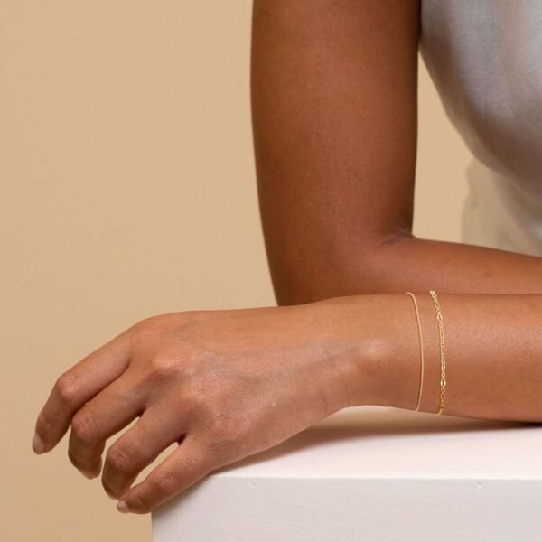 Gold Bracelets for Women, 14K Dainty Gold Plated Stackable Bracelets for Women Trendy Waterproof CZ Tennis Bracelet Set Tiny Heart Paperclip Box Chain Adjustable Bracelets Minimalist Cute Jewelry - Image 3