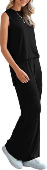 PRETTYGARDEN Women's 2 Piece Lounge Set 2025 Summer Casual Loose Tank Top Wide Leg Pants Matching Travel Outfits Tracksuit - Image 4