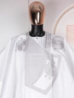 HD African Bazin Couple Clothes Traditional Embroidery Agbada Boubou Caftan Set for Man - Image 2
