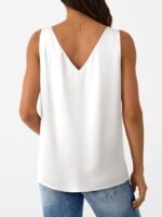 LILLUSORY Women Silk Satin Tank Top V Neck Summer Blouse Sleeveless Shirt Business Casual Dressy Outfit Vacation Clothes - Image 4