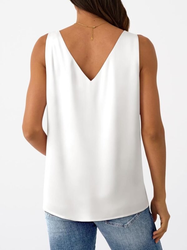 LILLUSORY Women Silk Satin Tank Top V Neck Summer Blouse Sleeveless Shirt Business Casual Dressy Outfit Vacation Clothes - Image 4