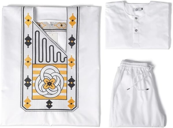 HD African Traditional Wear Nigerian Agbada Boubou Caftan Daddy and Son Matching Clothes Set - Image 3