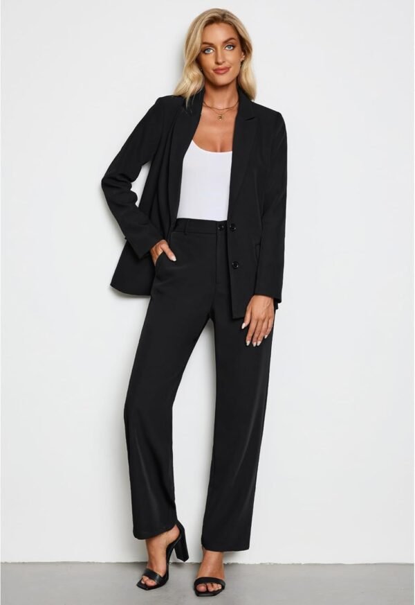 LookbookStore 2 Piece Pant Suits for Women Dressy Blazer High Waisted Straight Leg Pants Sets Business Casual Outfits - Image 7