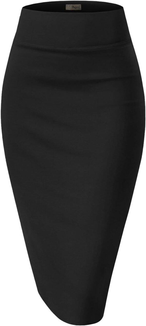 Hybrid & Company Women's Premium Nylon Ponte Stretch High Waist Pencil Suit Skirt Below Knee - Image 1