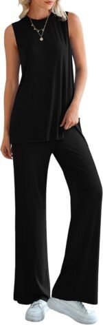 PRETTYGARDEN Women's 2 Piece Lounge Set 2025 Summer Casual Loose Tank Top Wide Leg Pants Matching Travel Outfits Tracksuit - Image 2