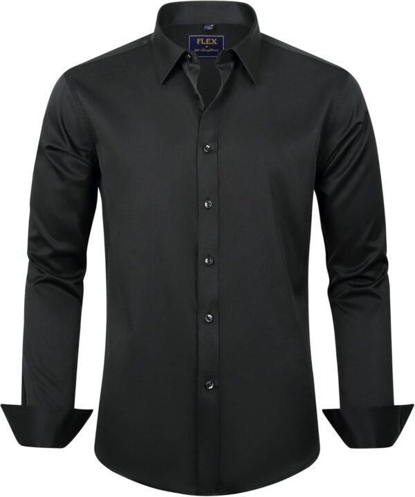 J.VER Men's Dress Shirts Solid Long Sleeve Stretch Wrinkle-Free Formal Shirt Business Casual Button Down Shirts - Image 1
