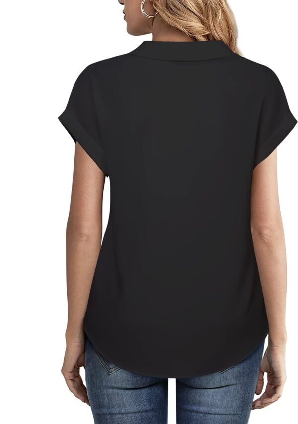 Timeson Women's Short Sleeve Chiffon Blouses for Office Work Business Attire Collared Shirts - Image 4