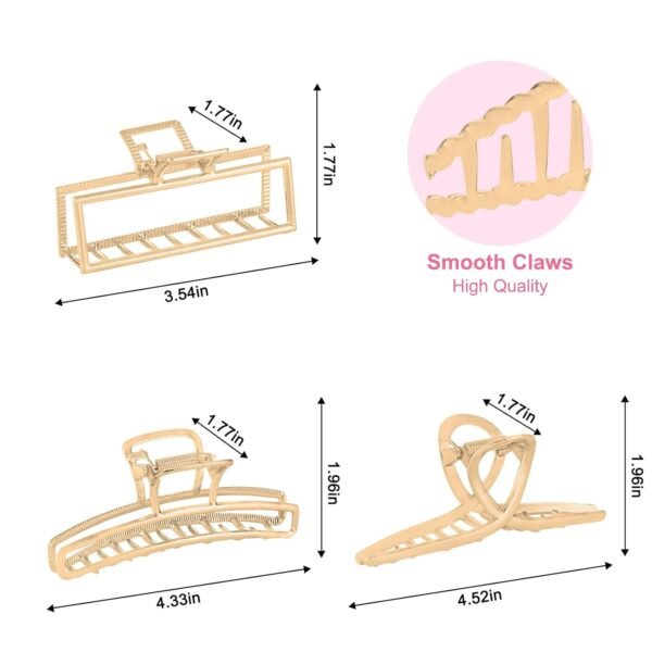 LUKACY 6 Pack Large Metal Hair Claw Clips - 4 Inch Big gold hair clips,Perfect Jaw hair clamps for Women and Thinner,Thick hair styling,Strong Hold Hair,Fashion Hair Accessories (Style 1) - Image 4