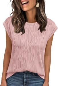 LILLUSORY Dressy Casual Blouses for Women 2025 Summer Trendy Tops Cap Short Sleeve T-Shirts Cute Shirt Work Clothes Spring