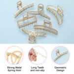 LUKACY 6 Pack Large Metal Hair Claw Clips - 4 Inch Big gold hair clips,Perfect Jaw hair clamps for Women and Thinner,Thick hair styling,Strong Hold Hair,Fashion Hair Accessories (Style 1) - Image 5