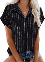 Timeson Women's Short Sleeve Chiffon Blouses for Office Work Business Attire Collared Shirts - Image 3