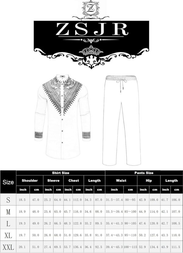 Mens African 2 Piece Set Metallic Traditional Suit Gold Stamp Printed African Dashiki Shirt and Pants Outfit - Image 7
