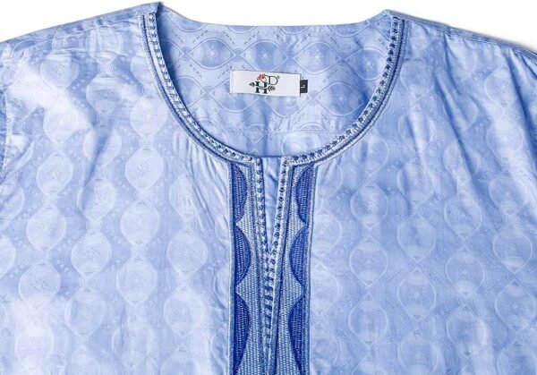 HD Traditional African Clothing for Men Nigerian Man's Agbada Embroidery Bazin Boubou Outfit - Image 4
