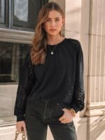 AUTOMET Womens Long Sleeve Shirts Lace Tops Business Casual Fall Fashion Outfits Clothes Knitted Y2k Blouses - Image 2