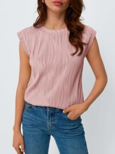 LILLUSORY Dressy Casual Blouses for Women 2025 Summer Trendy Tops Cap Short Sleeve T-Shirts Cute Shirt Work Clothes Spring - Image 2