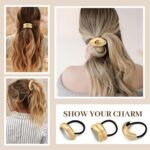 3PCS Gold Hair Ties, Metal Hair Ties for Thick Hair, Elegant Durable Geometric Design, Gold Hair Accessories Stretchy and Non-Damage Ponytail Cuff Holders, 3 Styles in Box Holiday Gifts - Image 6