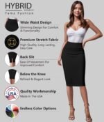 Hybrid & Company Women's Premium Nylon Ponte Stretch High Waist Pencil Suit Skirt Below Knee - Image 2