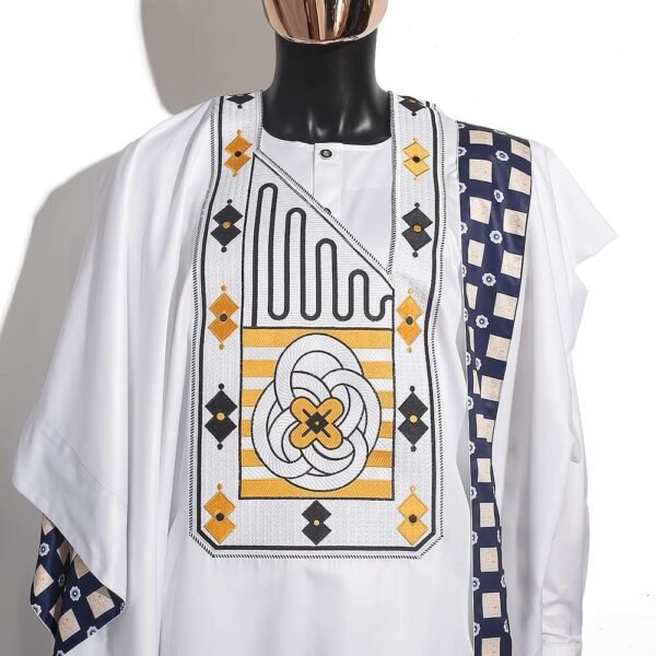 HD African Traditional Wear Nigerian Agbada Boubou Caftan Daddy and Son Matching Clothes Set - Image 2