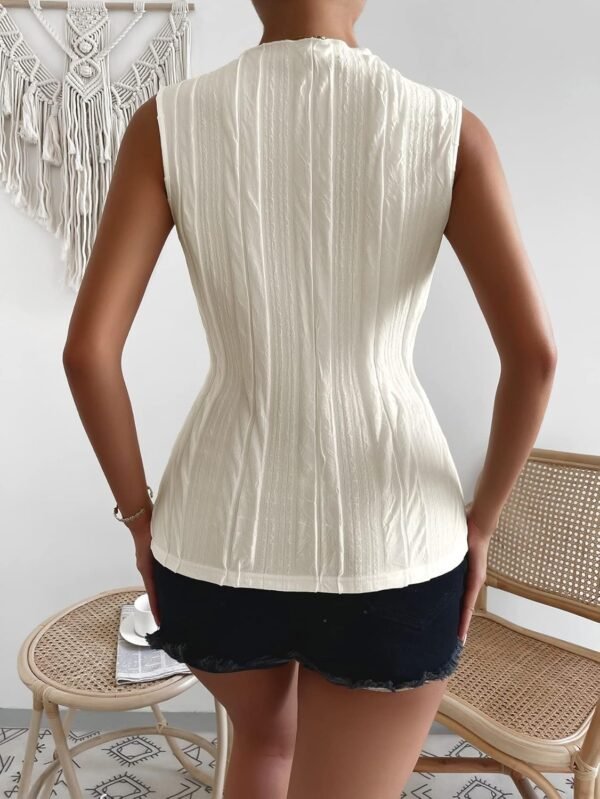 Verdusa Women's Sleeveless Mock Neck Textured Tank Top Corporate Business Office Outfits Trendy 2025 - Image 2