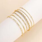 DEARMAY Gold Bracelets for Women Waterproof, 14K Real Gold Jewelry Sets Trendy Thin Dainty Stackable Cuban Link Paperclip Chain Bracelet Pack Fashion Accessories Gifts for Womens - Image 6