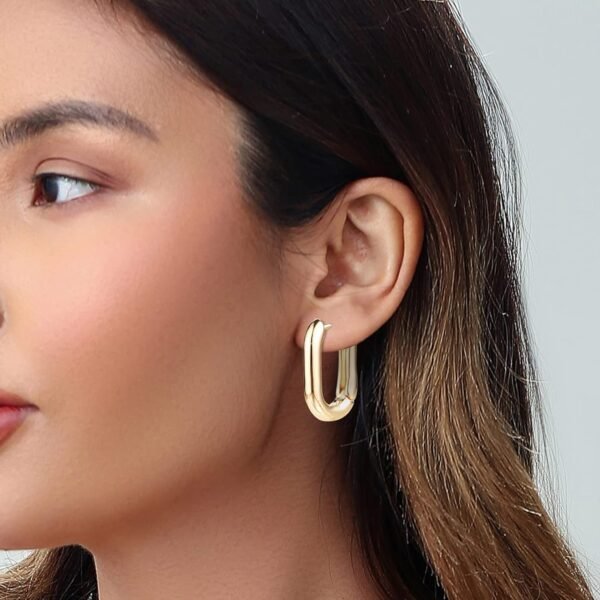 6 Pairs 14K Gold Hoop Earrings for Women Lightweight Chunky Hoop Earrings Multipack Hypoallergenic, Thick Open Twisted Huggie Hoops Earring Set Jewelry for Gifts. - Image 5