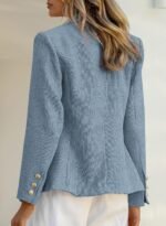 Happy Sailed Womens Tweed Blazers Casual Long Sleeve Double Breasted Open Front Blazer Jackets Work Suits - Image 5