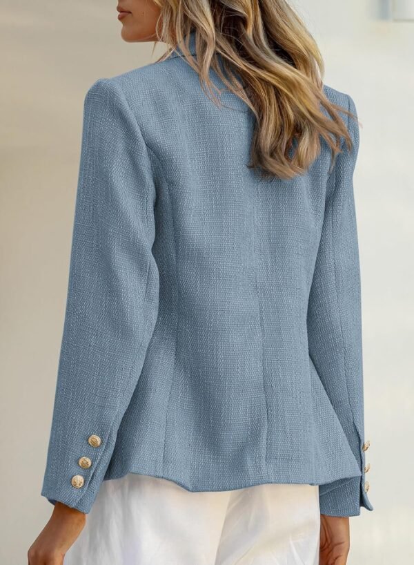 Happy Sailed Womens Tweed Blazers Casual Long Sleeve Double Breasted Open Front Blazer Jackets Work Suits - Image 5