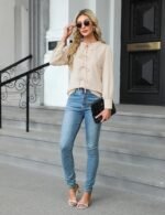 Blooming Jelly Women's Dressy Casual Blouses Business Work Tops Tie Front Long Sleeve Shirts 2025 Fall Outfits - Image 4