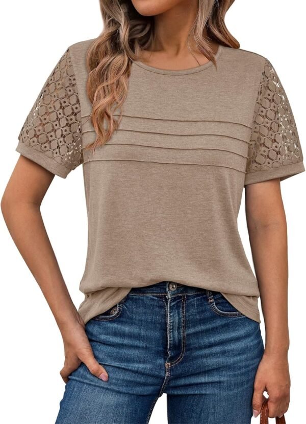 AUTOMET Women's Short Sleeve Shirts Dressy Lace Summer Tops 2025 Spring Trendy Casual T-Shirts Cute Work Outfits Blouses - Image 1