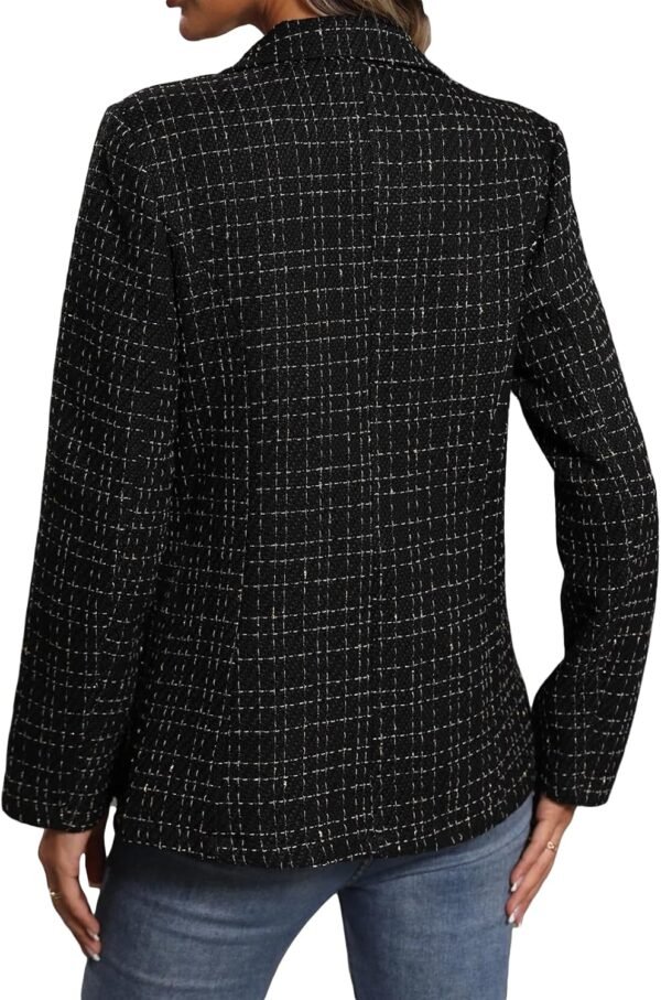 2025 Fall Winter Women's Tweed Blazer Jacket-Plaid Fully Lined Fashion Business Casual Lapel Elegant Coat Pockets - Image 5
