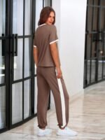 MASCOMODA Womens 2 Piece Outfits 2025 Summer Tracksuit Sets Short Sleeve Tops Travel Long Pants Jogger Lounge Set - Image 8