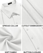 COOFANDY Men's Cuban Guayabera Shirt Short Sleeve Button Down Shirts Casual Summer Beach Linen Shirts - Image 5