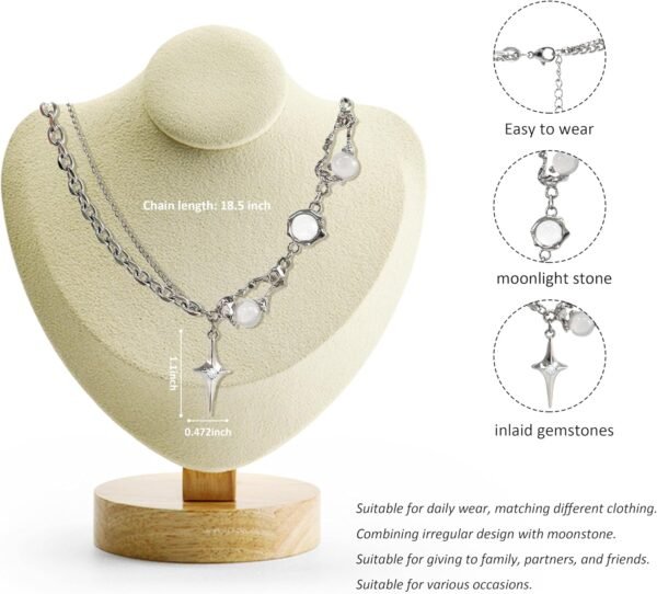 Y2k Irregular Necklace Star Pendant Moonlight Stone Fashion Collar Chain Design Spicy Silver Jewelry for Women - Image 2